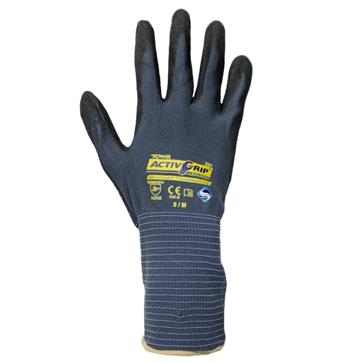 耐油手袋アクティブグリップアドバンスニトリルゴム金属加工組立運搬ブルーグレーM/L東和532