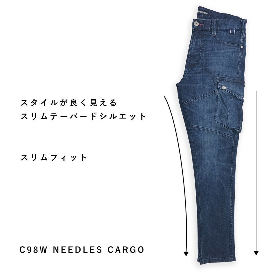 作業服カーゴパンツデニムスリムワークBMCニードルズブリッツワークスC98W