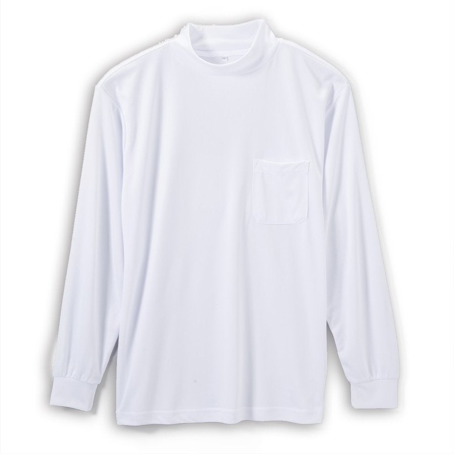 Tシャツポリ100％ポケット付き長袖ハイネックSUPERPRICE