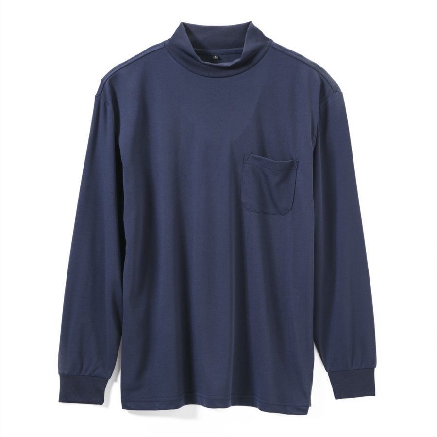 Tシャツポリ100％ポケット付き長袖ハイネックSUPERPRICE
