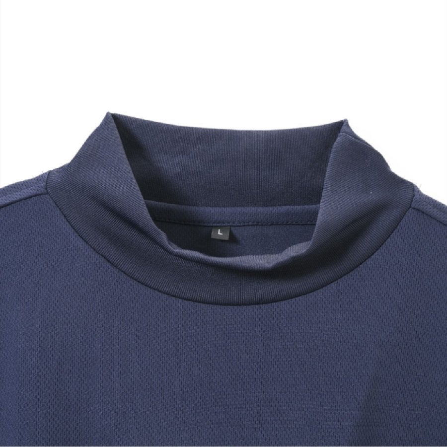 Tシャツポリ100％ポケット付き長袖ハイネックSUPERPRICE