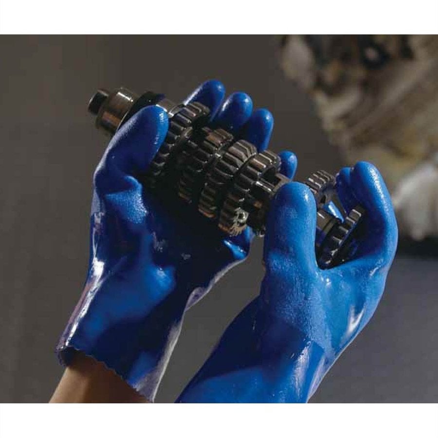 作業用手袋簡易包装耐油ビニローブ10双入漁業建築ブルーM/L/LLショーワグローブ