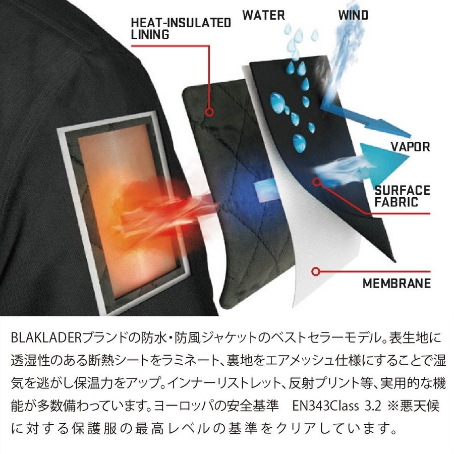 作業服防水防寒ジャケット透湿軽量ブラックラダー4890-1977北欧返品交換不可