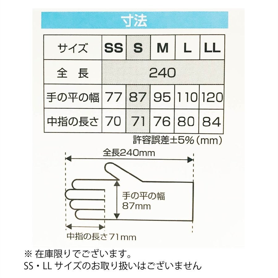 使い捨て手袋ニトリル極薄手袋100枚入り食品加工清掃介護粉なしS/M/L川西工業2041