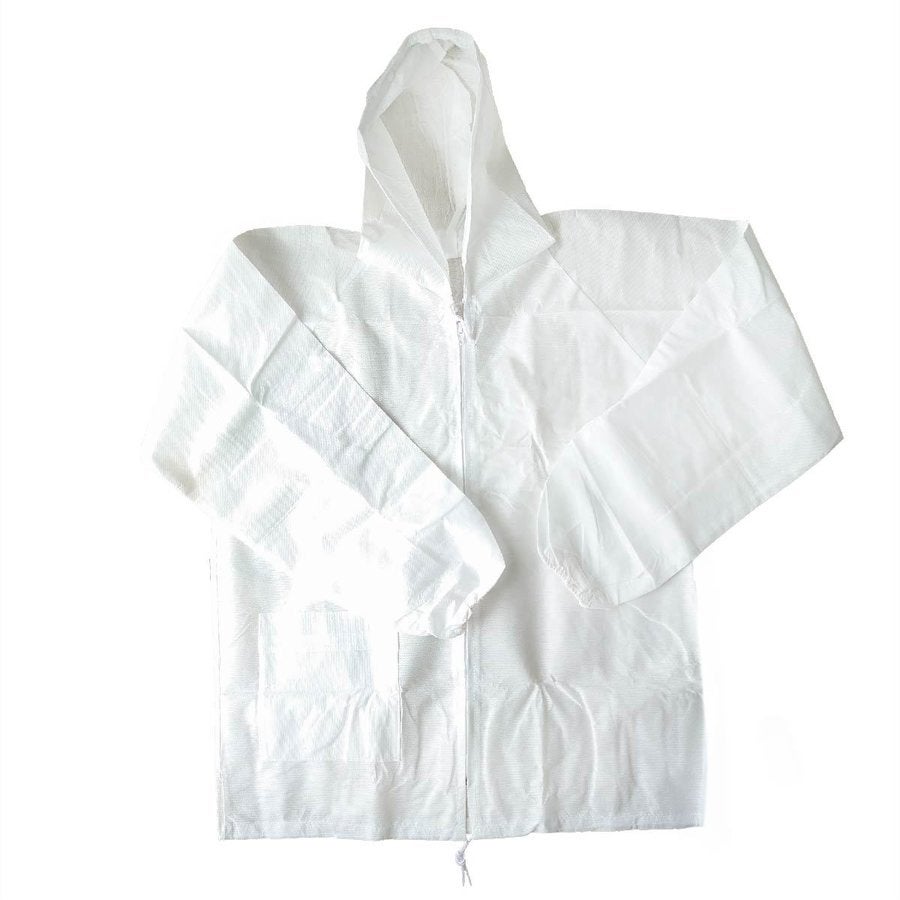 ヤッケ使い捨て前開きウイルス災害塗装粉塵清掃農薬散布撥水M/L/2L/3Lホワイト#2247