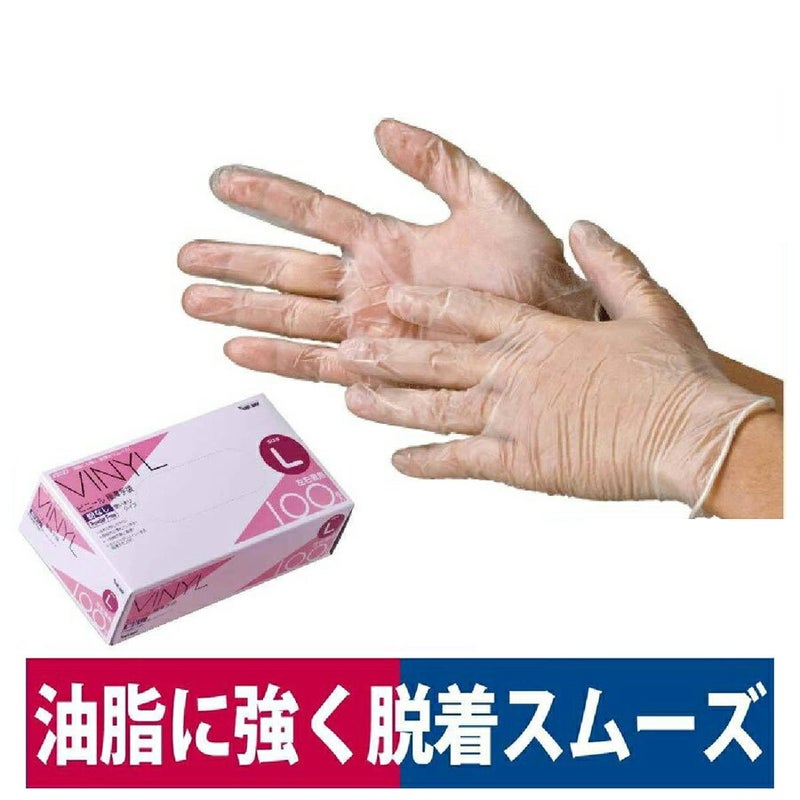 使い捨て手袋油・洗剤に強いビニール極薄手袋粉なし100P介護清掃S/M/L川西工業2023