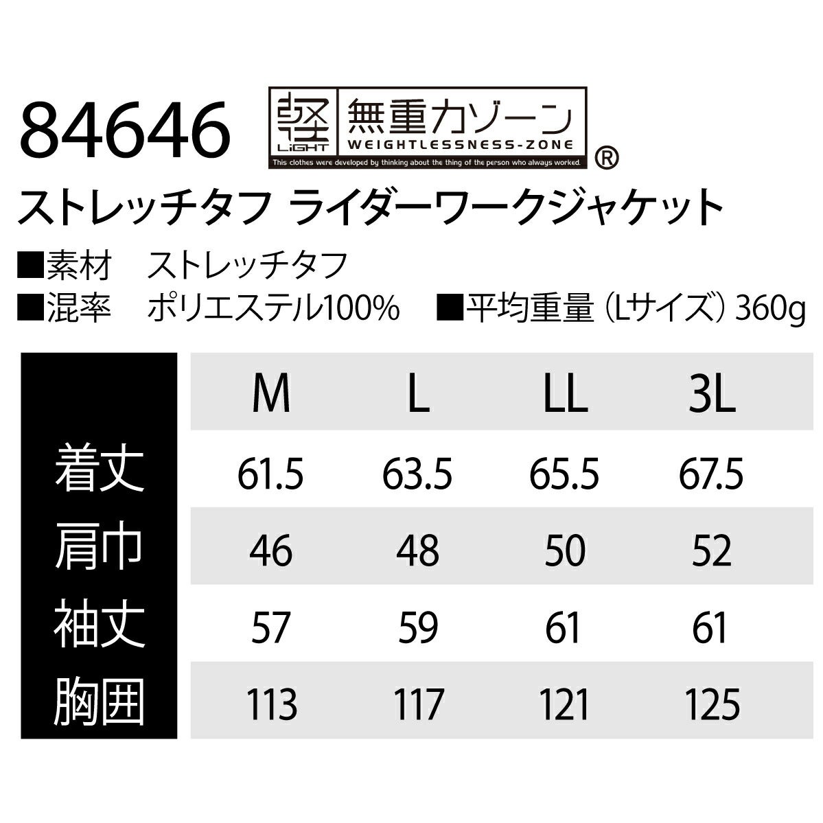 TSDESIGN作業着ライダーワークジャケットストレッチ軽量反射撥水防汚84646