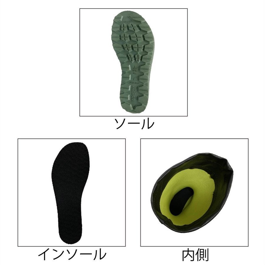 長靴エアボス弾力性衝撃吸収性疲労緩和軽量反射板吸水速乾幅広福山ゴム#020