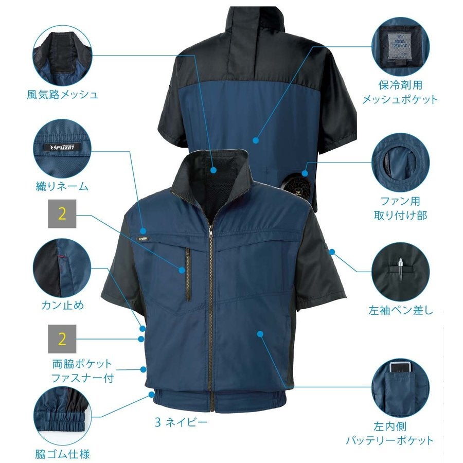 空調服空調風神服服のみ新作半袖ブルゾン熱中症対策ポリ100%サンエスKU95950