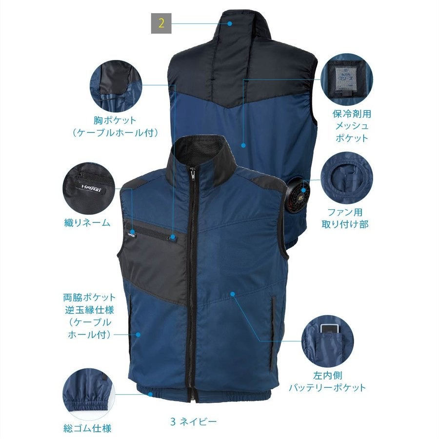 空調服空調風神服服のみ新作ベスト熱中症対策ポリ100%レジャーサンエスKU95990