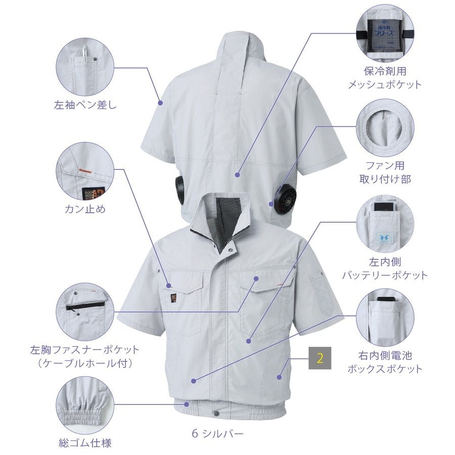 空調服空調風神服服のみ新作半袖ワークブルゾンスタイリッシュ熱中症対策綿100%サンエスKU91450