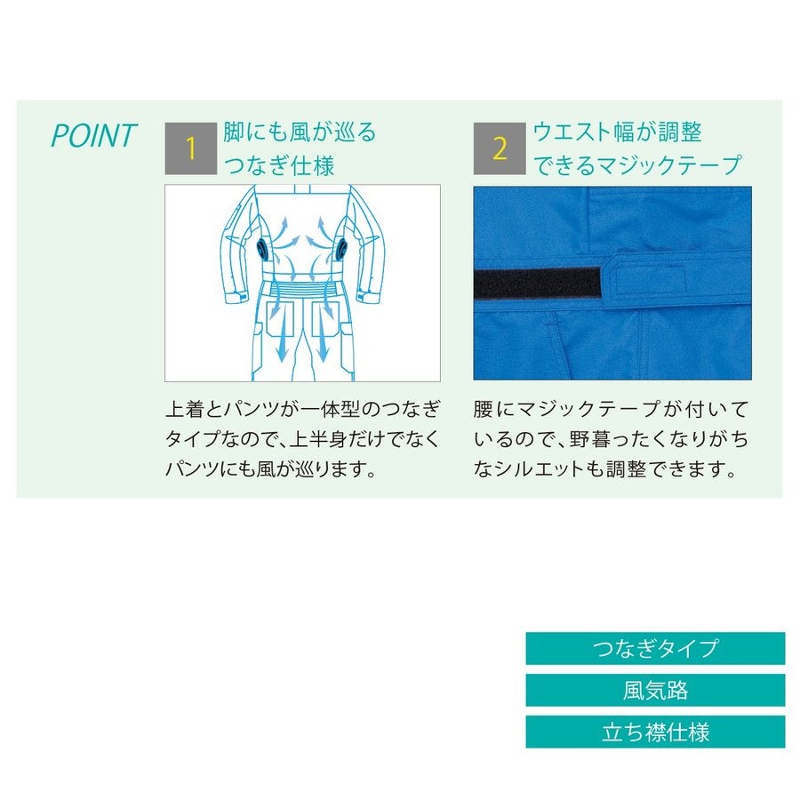 空調服空調風神服服のみ新作つなぎエンカン服熱中症対策消臭サンエスKU92046