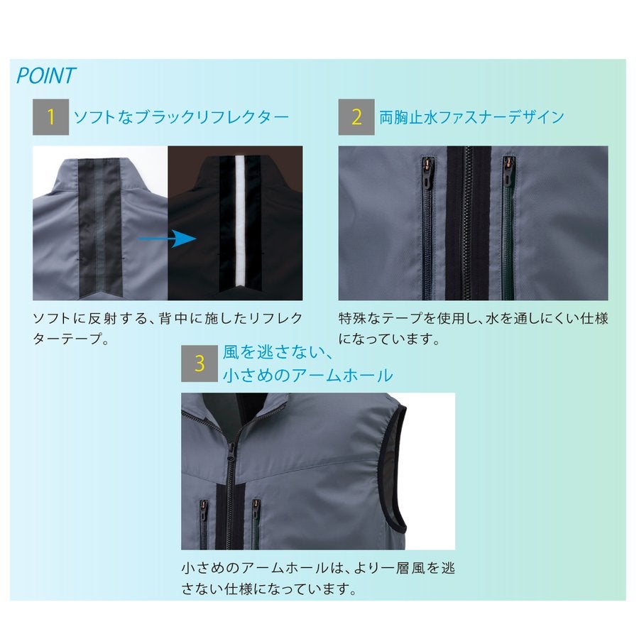 空調風神服電動ファン付ウェア服のみ新作ベスト熱中症ポリ100％サンエスKU92122