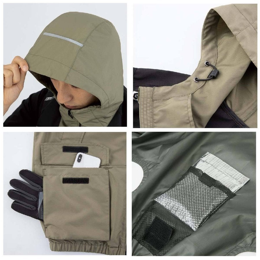 空調風神服電動ファン付ウェア服のみ半袖新作フード熱中症対策コーコスG-1910