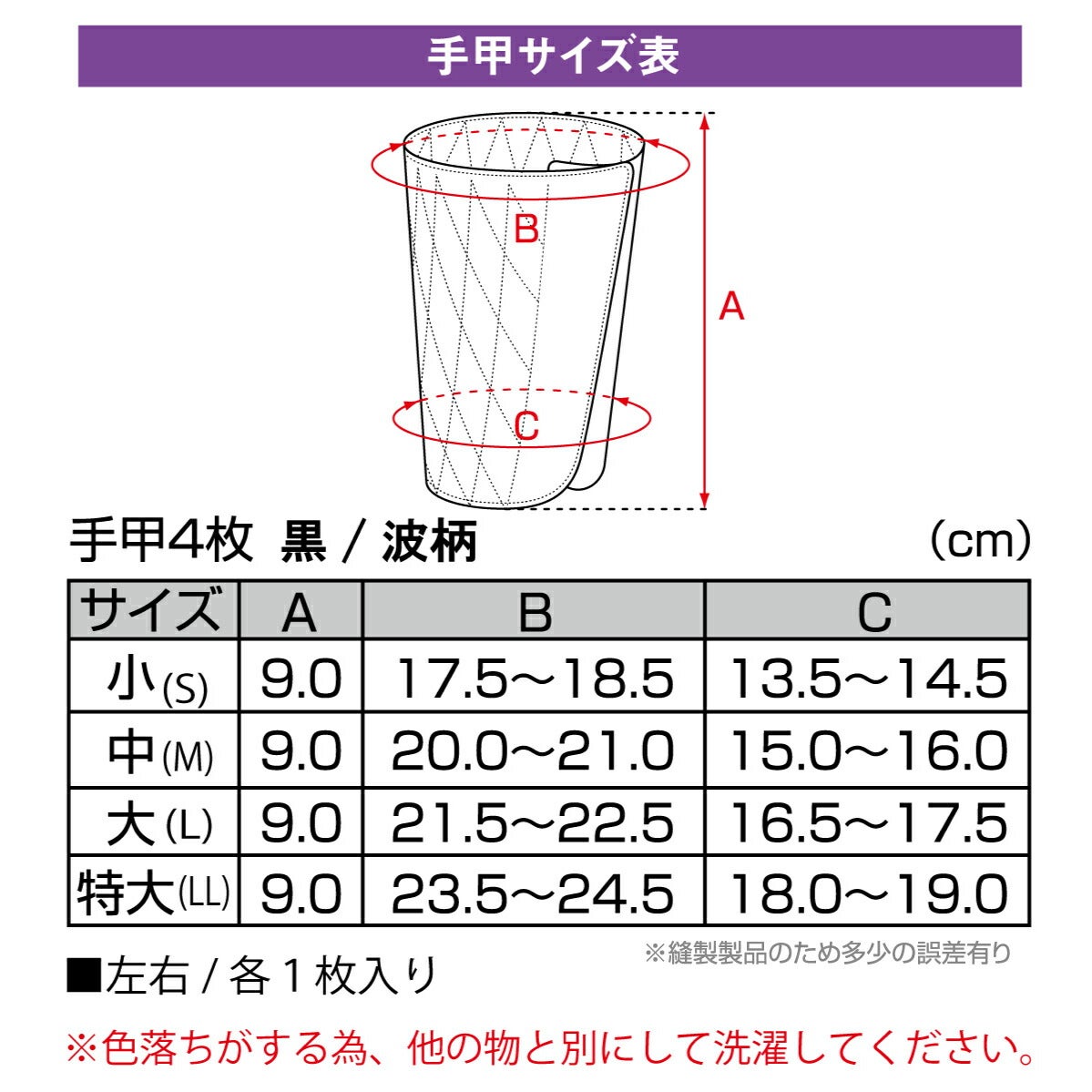 廃番特価手甲4枚ハゼ手首保護土木農業林業建築作業用祭り黒/波柄ブラック丸五