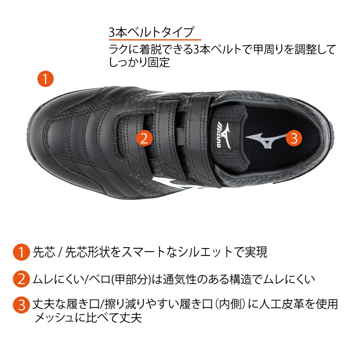 ミズノ安全靴ベルト先芯耐油耐滑反射運輪業建築業オールマイティーTD22F1GA2301