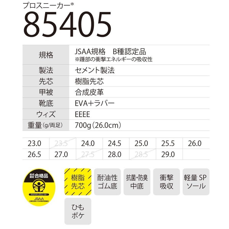 作業靴安全靴セーフティシューズスニーカー先芯軽量通気性ジーベック85405