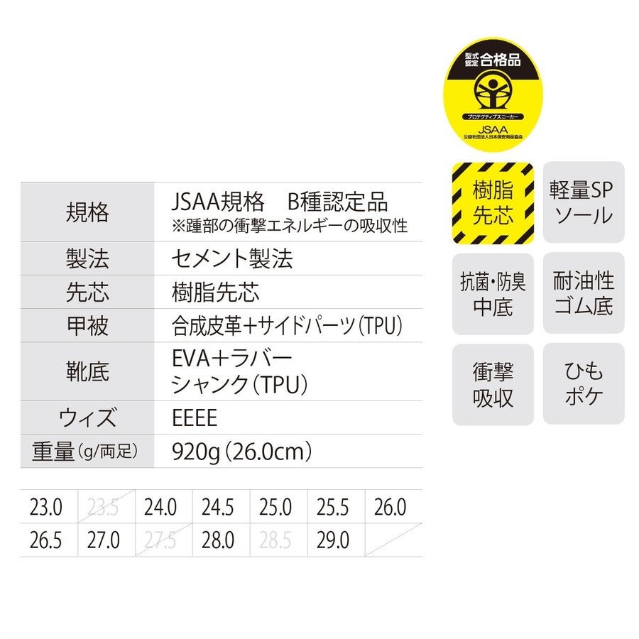 安全靴作業靴プロスニーカーJSAAプレミアム横ブレ防止防滑性ジーベック85131