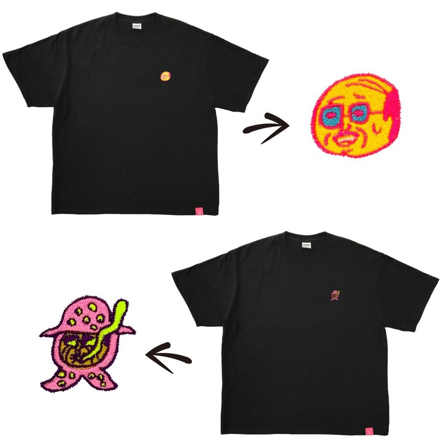 デハラユキノリ限定ビッグシルエットTシャツ綿100％BIGつよしサトシトメ元吉顔ロゴデザイン