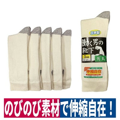靴下先丸日本製働く男の靴下5足組ハヤシキナリW700