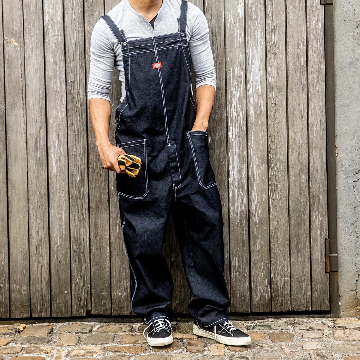 サロペットストレッチデニムつなぎアウトドアインディゴDickiesコーコス信岡D-709