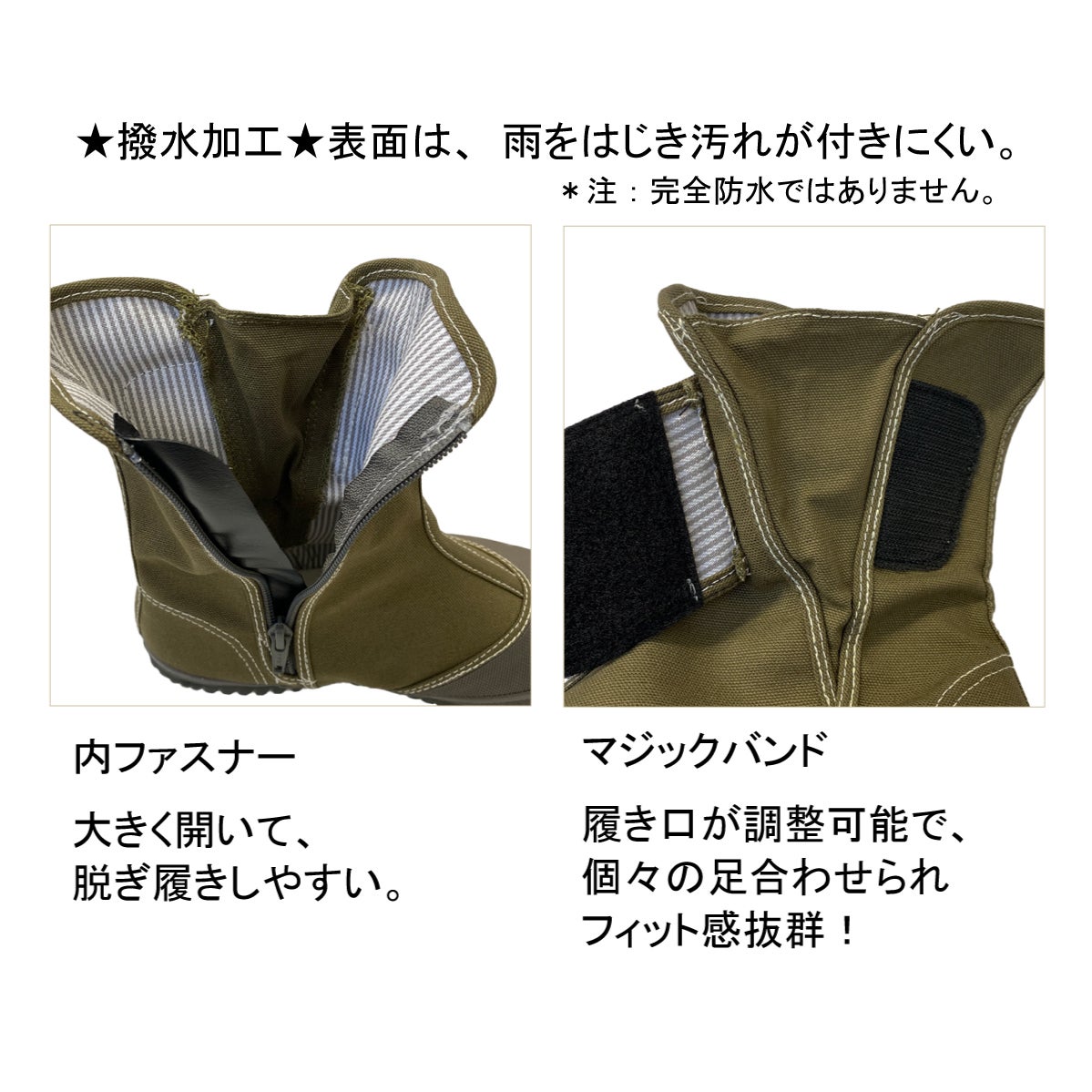 作業靴ノーカーズガーデニング農業撥水レディースメンズファスナーマジック福山ゴムNK-11