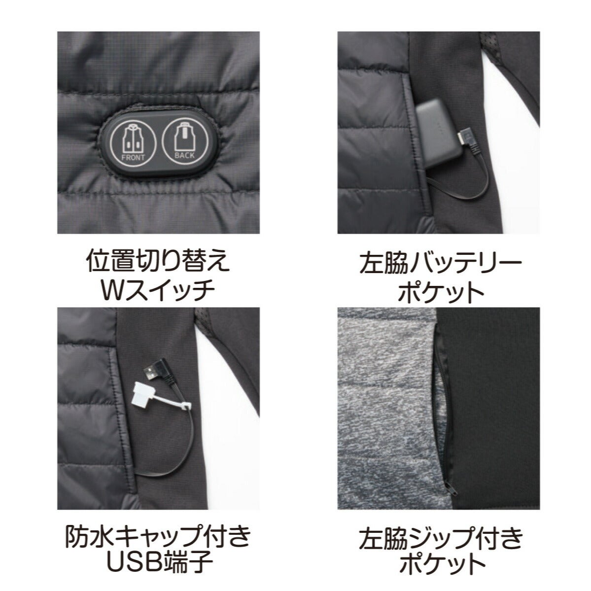 電熱ジャケットバッテリーセットヒートボアWスイッチ即暖作業着防寒アタックベース41101