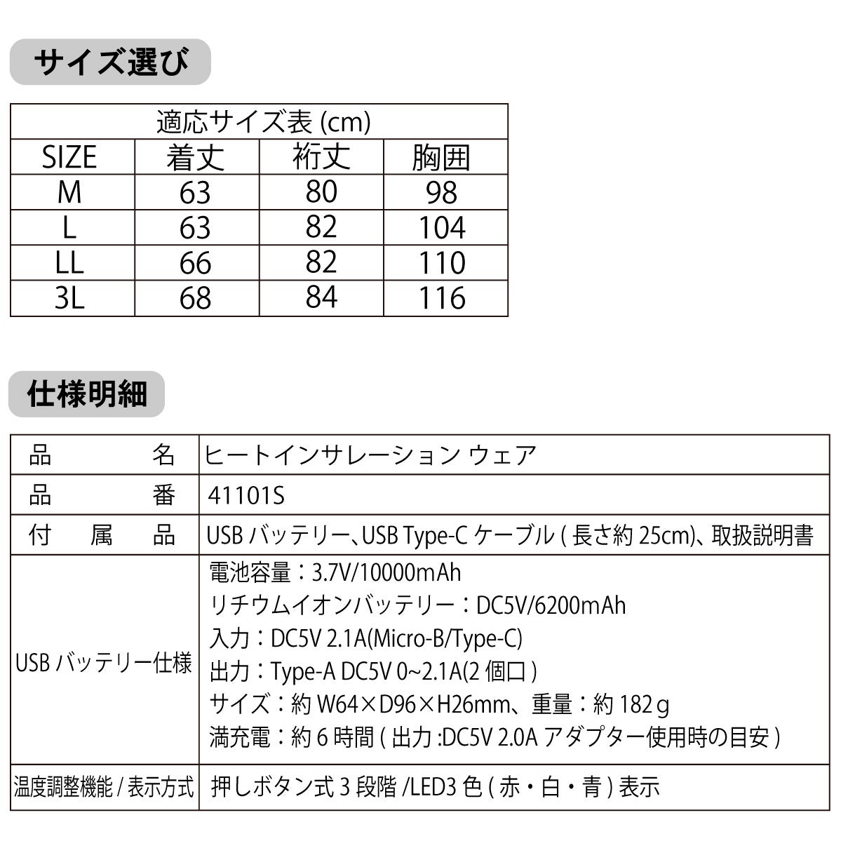 電熱ジャケットバッテリーセットヒートボアWスイッチ即暖作業着防寒アタックベース41101