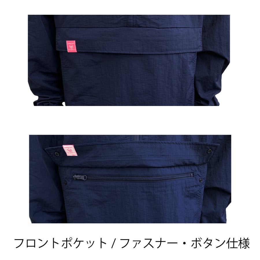 デハラユキノリ秋冬新作限定アノラックパーカー鰹カツオ両胸ロゴシワ加工高知